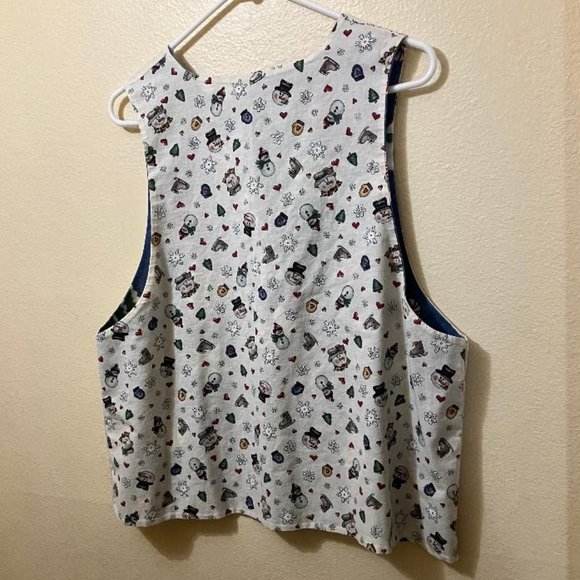 Vintage Handmade Snowman Pattern Button Up Holiday Vest Women's Size M/L - Picture 2 of 7